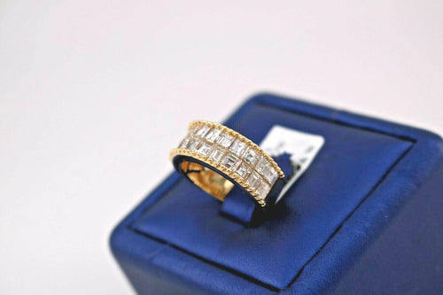 18k Yellow Gold 3.50 CT Princess Cut Diamond Band, 7.1gm, Size 6
