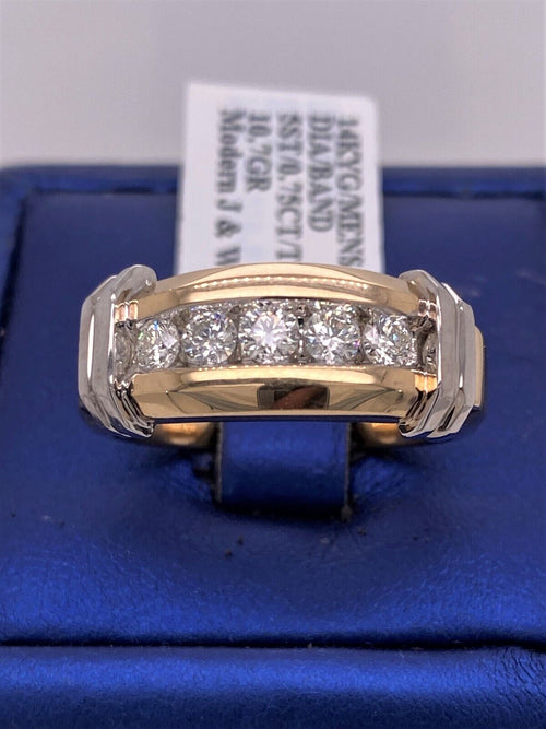 14k Two Tone Gold 0.75 CT Diamond Men's Wedding Band