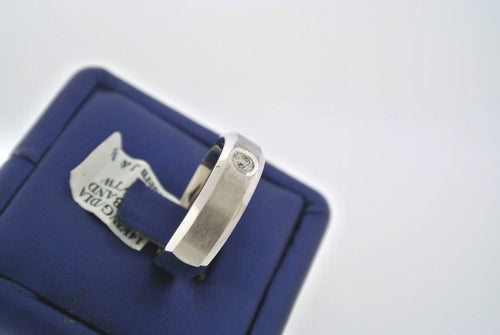 14K WHITE GOLD 0.25 CT DIAMOND MEN'S WEDDING BAND WEIGHT 10.5 GM, SIZE 9