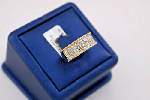 18k Yellow Gold 3.50 CT Princess Cut Diamond Band, 7.1gm, Size 6