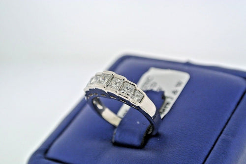Platinum 1.00 CT Princess Cut Diamond Wedding Band, 6.4gm, Size 5.25