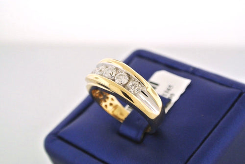 14k Two Tone Gold 1.25 CT Diamond Men's Fancy Band, 8.7gm, Size 10.25