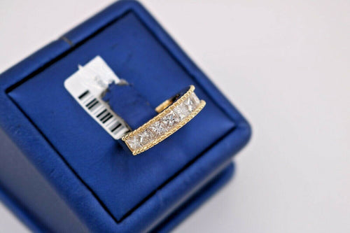 18k Yellow Gold 2.50 CT Princess Cut Diamond Ladies Band, 6.3gm, Size 6