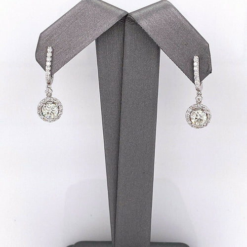 14k White Gold 2.00 CT Diamond Ladies Drop Earrings, 3.5gm, S101613