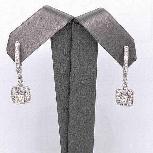 14K White Gold 2.00 CT Diamond Ladies Drop Earrings, 4.6gm, S13840