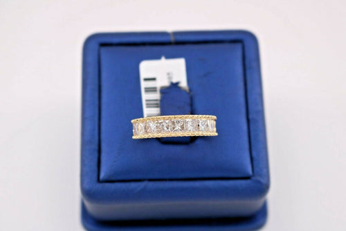 18k Yellow Gold 2.50 CT Princess Cut Diamond Ladies Band, 6.3gm, Size 6
