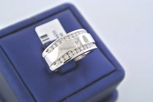14k White Gold Men's 0.85 CT Diamond Band, 10gm, Size 10