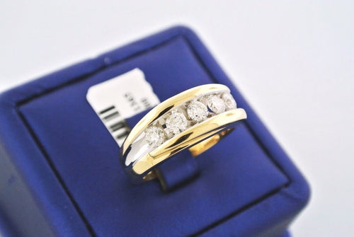 14k Two Tone Gold 1.25 CT Diamond Men's Fancy Band, 8.7gm, Size 10.25