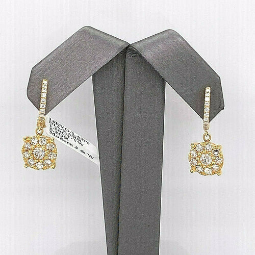 14k Yellow Gold 1.50 CT Diamond Ladies Drop Earrings, 5.2gm