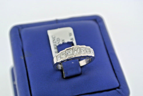 Platinum 1.00 CT Princess Cut Diamond Wedding Band, 6.4gm, Size 5.25