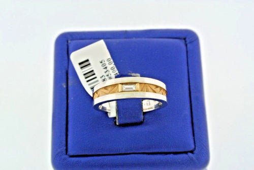 Fancy Design 14k Two Tone Gold Baguette Diamond Men's Band, 7.9, Size9.75
