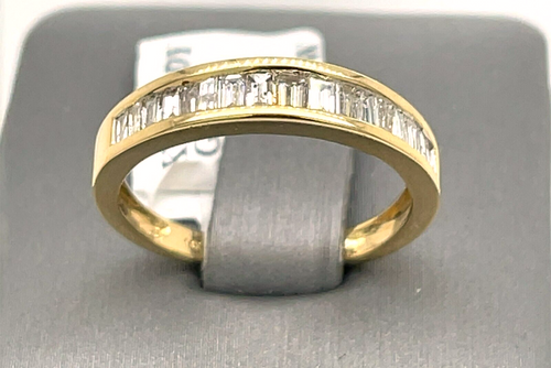14k Yellow Gold 0.50 CT Baguette Diamond Band 2.3gm Size 7.25