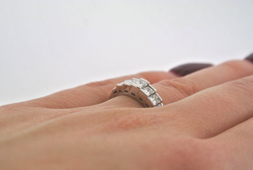 Platinum 1.00 CT Princess Cut Diamond Wedding Band, 6.4gm, Size 5.25