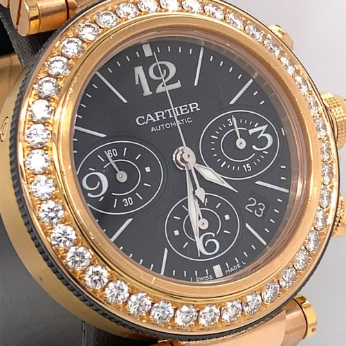Cartier Pasha Seatimer 42 mm Chronograph 18k Pink Gold & Diamond MJ13000M WJ13000M