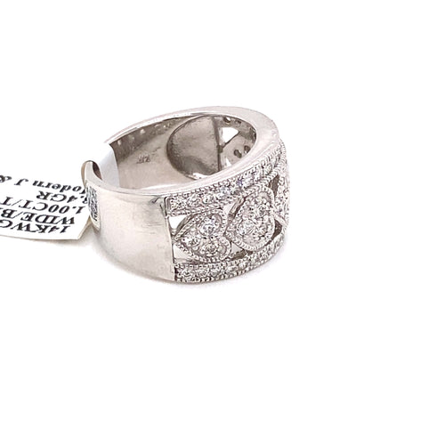 14k White Gold 1.00 CT Diamond Ladies Wide Band
