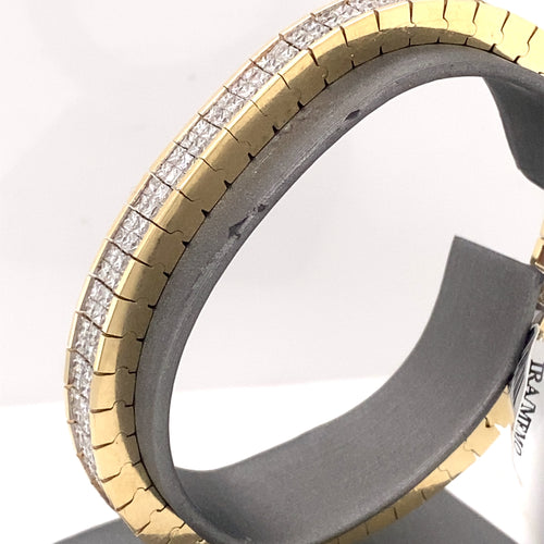 14k Yellow Gold 15.00 CT Princess Cut Diamond Tennis Bracelet