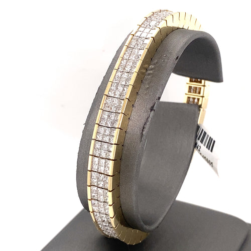 14k Yellow Gold 15.00 CT Princess Cut Diamond Tennis Bracelet