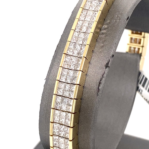 14k Yellow Gold 15.00 CT Princess Cut Diamond Tennis Bracelet
