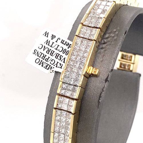 14k Yellow Gold 15.00 CT Princess Cut Diamond Tennis Bracelet