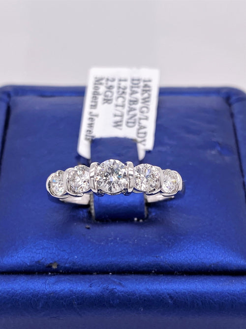 14k White Gold 1.25 CT Diamond Ladies Wedding Band