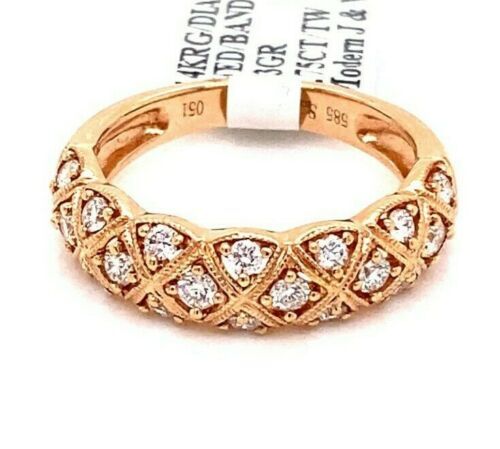 14k Rose Gold 0.75 CT Diamond Ladies Band