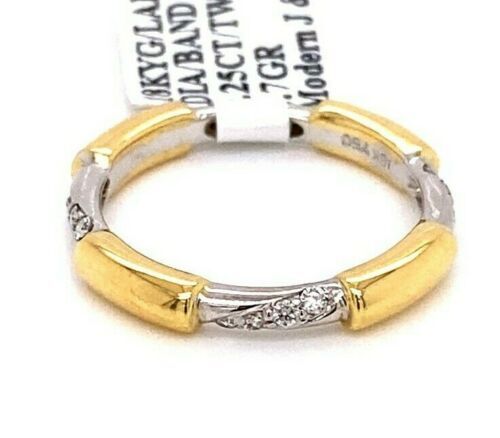 Men's Ring 18k Yellow & White Gold 0.25 CT Diamond Wedding Band, S102805