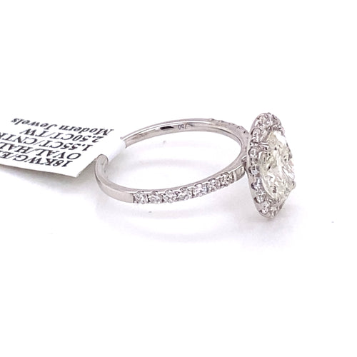 18k White Gold 2.50 CT Diamond Oval Halo Engagement Ring