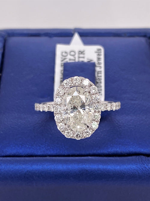 18k White Gold 2.50 CT Diamond Oval Halo Engagement Ring