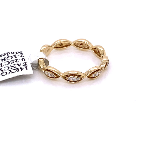 14K Yellow Gold 0.25 CT Diamond Fancy Style Ladies Band