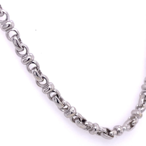 14k White Gold Fancy Men's Chain Necklace