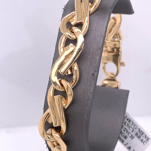 14k Yellow Gold Fancy Men's Chain Bracelet