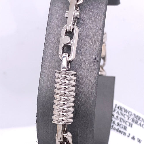 14k White Gold Fancy Men's Chain Bracelet, S106963