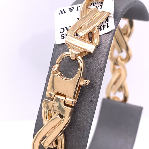 14k Yellow Gold Fancy Men's Chain Bracelet