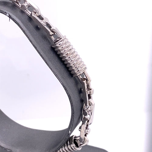 14k White Gold Fancy Men's Chain Bracelet, S106963