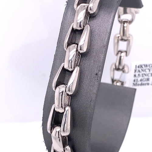 14k White Gold Fancy Men's Chain Bracelet, S106964
