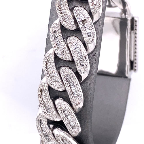 10k White Gold 15.00 CT Diamond Miami Cuban Link Bracelet