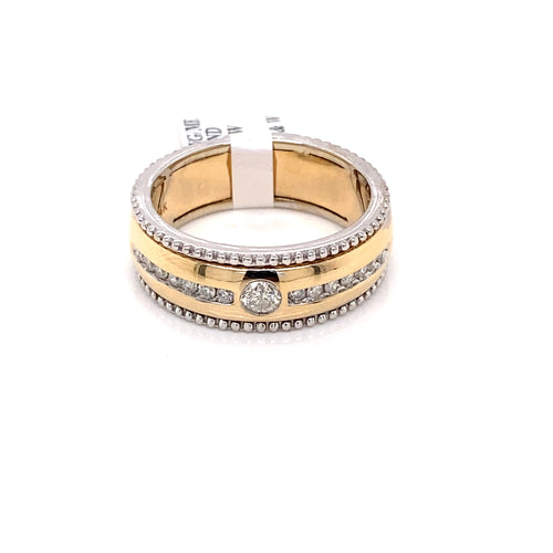 14k Two Tone Gold 0.58 CT Diamond Men's Fancy Band