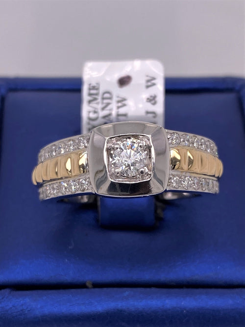 14k Two Tone Gold 1.25 CT Diamond Men's Fancy Band