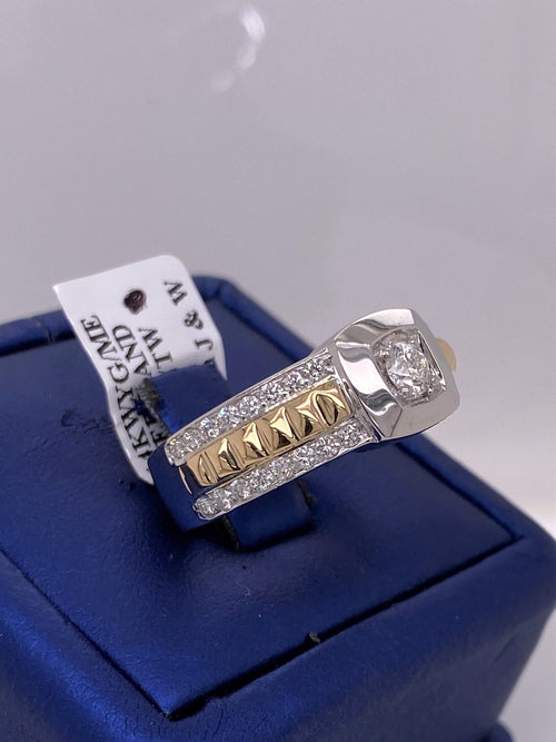 14k Two Tone Gold 1.25 CT Diamond Men's Fancy Band
