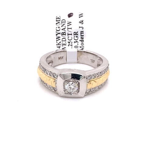 14k Two Tone Gold 1.25 CT Diamond Men's Fancy Band