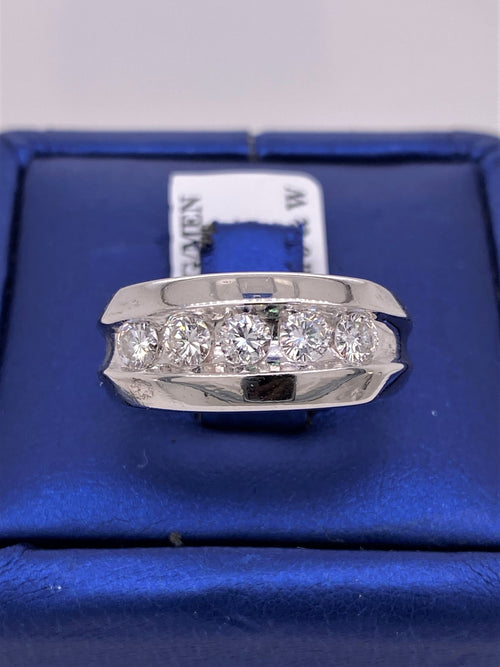 14k White Gold 1.00 CT Diamond Men's Wedding Band