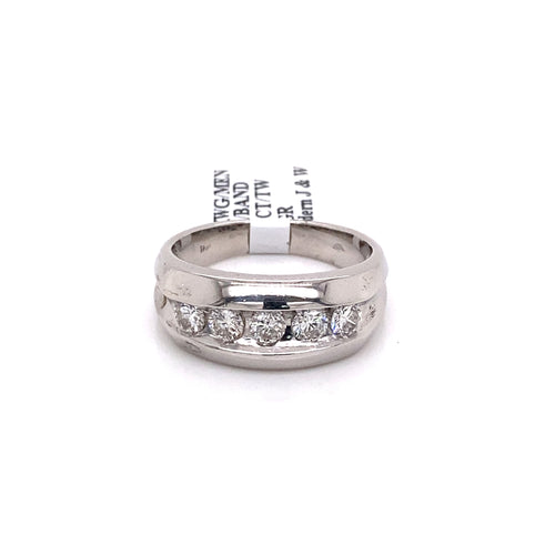 14k White Gold 1.00 CT Diamond Men's Wedding Band