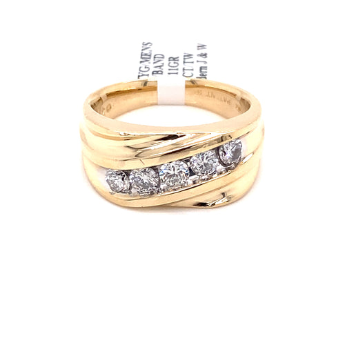 14k Yellow Gold 1.50 CT Diamond Men's Wedding Band
