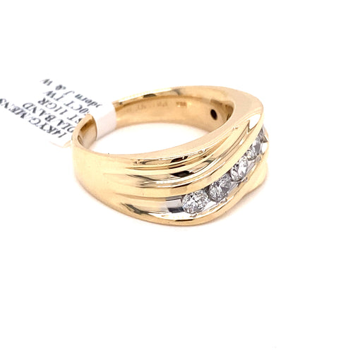 14k Yellow Gold 1.50 CT Diamond Men's Wedding Band
