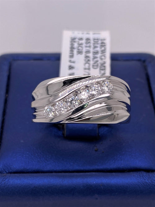 14k White Gold 0.65 CT Diamond Men's Wedding Band