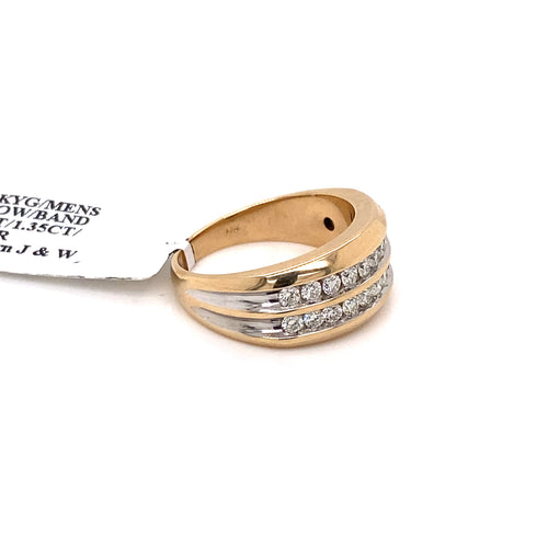 14k Yellow Gold 1.35 CT Diamond 2 Row Men's Wedding Band