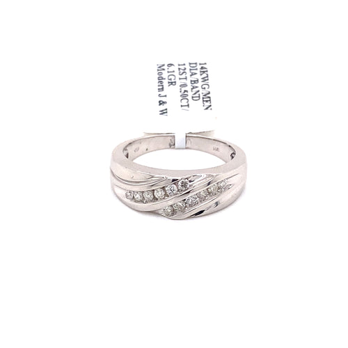 14k White Gold 0.50 CT Diamond Men's Wedding Band
