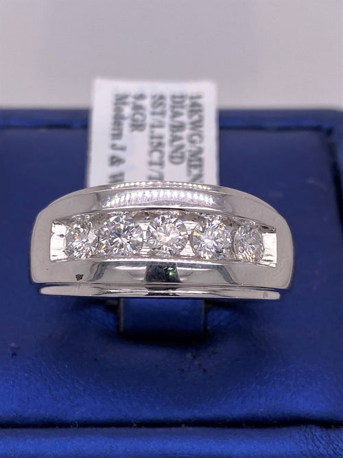 14k White Gold 1.15 CT Diamond Men's Wedding Band