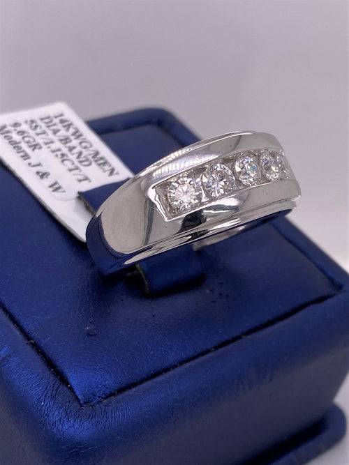 14k White Gold 1.15 CT Diamond Men's Wedding Band