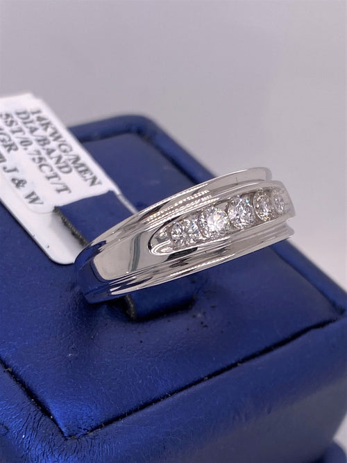 14k White Gold 0.75 CT Diamond Men's Wedding Band